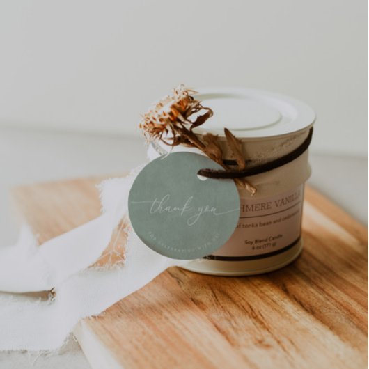 Groene minimalistische kalligrafie Weddenschap Har Bedankjes Labels