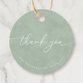 Groene minimalistische kalligrafie Weddenschap Har Bedankjes Labels (Voorkant)