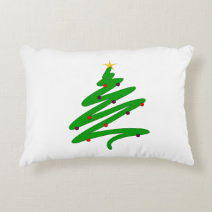 Groene minimalistische kerstboom Doodle Accent Kussen