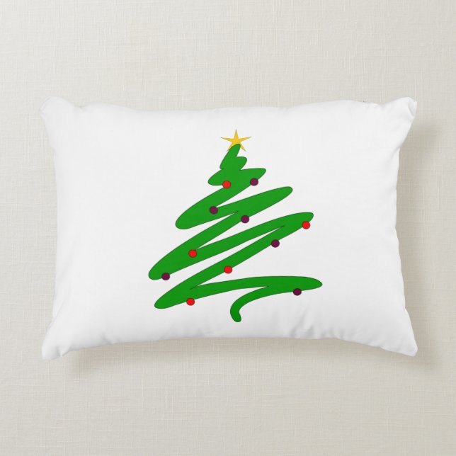 Groene minimalistische kerstboom Doodle Accent Kussen (Voorkant)