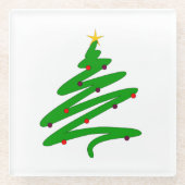 Groene minimalistische kerstboom Doodle Glazen Onderzetter (Voorkant)