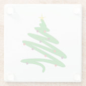 Groene minimalistische kerstboom Doodle Glazen Onderzetter (Achterkant)
