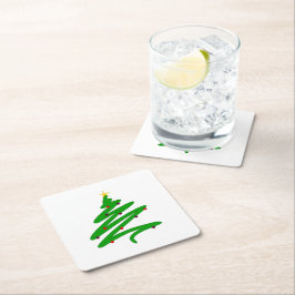 Groene minimalistische kerstboom Doodle Kartonnen Onderzetters