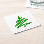 Groene minimalistische kerstboom Doodle Kartonnen Onderzetters (Schuin)