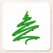 Groene minimalistische kerstboom Doodle Kartonnen Onderzetters (Voorkant)