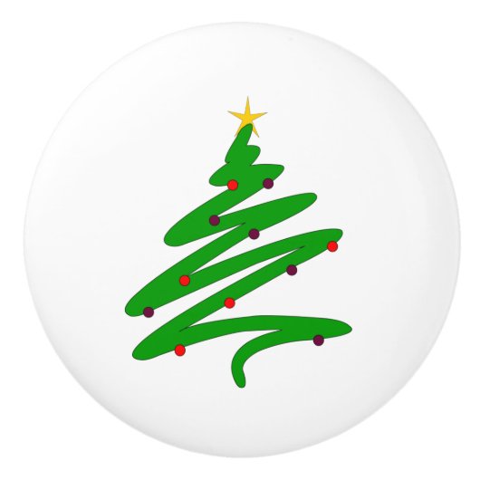 Groene minimalistische kerstboom Doodle Keramische Knop (Voorkant)