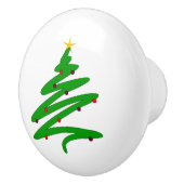 Groene minimalistische kerstboom Doodle Keramische Knop (Rechts)