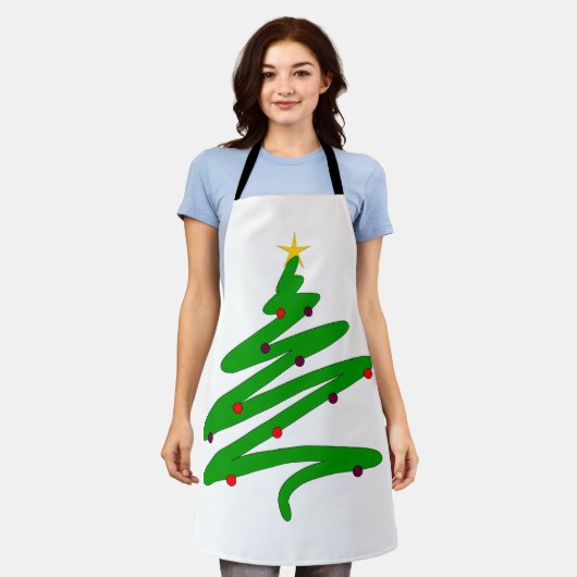 Groene minimalistische kerstboom Doodle Schort (Gedragen)