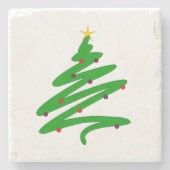 Groene minimalistische kerstboom Doodle Stenen Onderzetter (Voorkant)