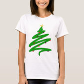 Groene minimalistische kerstboom Doodle T-shirt (Voorkant)