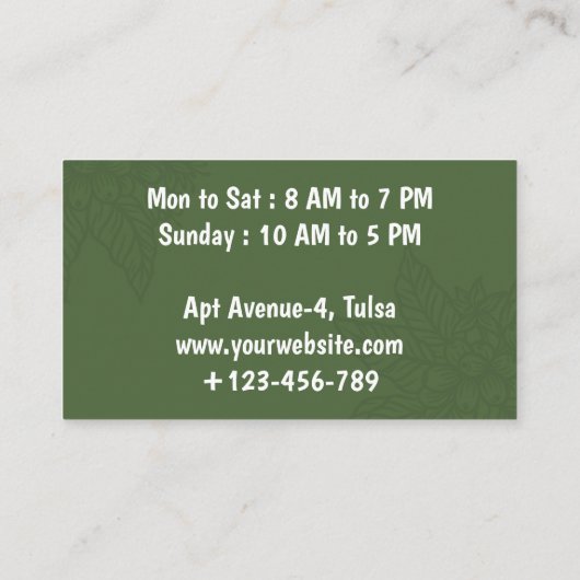 Groene minimalistische koffie loyaliteit Kaart Klantenkaartje (Achterkant)