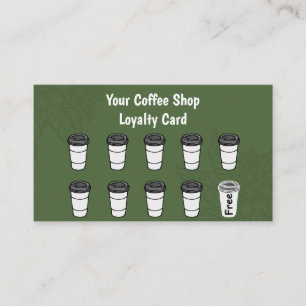 Groene minimalistische koffie loyaliteit Kaart Klantenkaartje