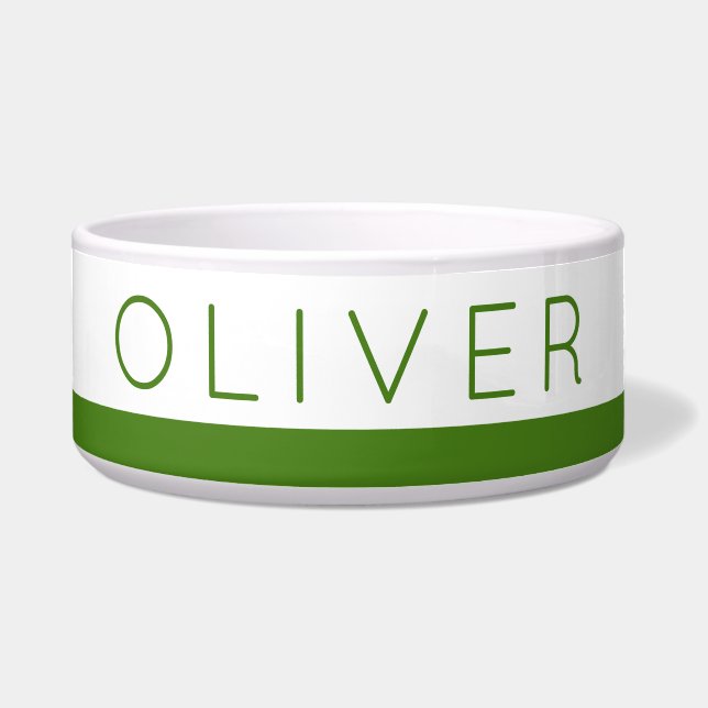Groene minimalistische maataanduiding Aangepaste h Voerbakje (Voorkant)