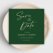 Groene minimalistische moderne elegante bruiloft save the date