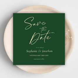 Groene minimalistische moderne elegante bruiloft save the date