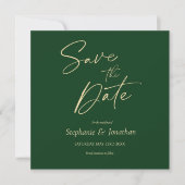 Groene minimalistische moderne elegante bruiloft save the date (Voorkant)