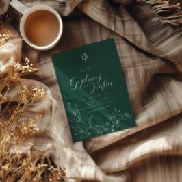 Groene minimalistische moderne herfstbruiloft kaart