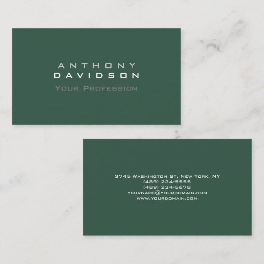 Groene minimalistische moderne vlakte visitekaartje (Voorkant / Achterkant)