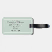 Groene minimalistische naam Monogram Bagagelabel (Achterkant horizontaal)