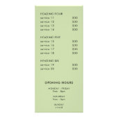 Groene minimalistische prijslijst Rack Kaart (Achterkant)