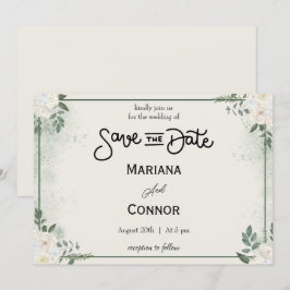 Groene Minimalistische Save The Date Uitnodiging