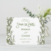 Groene Minimalistische Save The Date Uitnodiging (Staand voorkant)