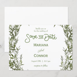 Groene Minimalistische Save The Date Uitnodiging