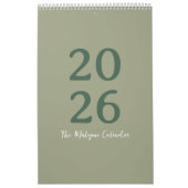 Groene Minimalistische Schone Moderne Ontwerp Kale Kalender (Hoes)
