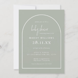 Groene Minimalistische Script Boog Jongen Baby Sho Kaart