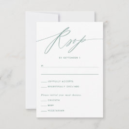 Groene Minimalistische Script Responskaart RSVP Kaartje