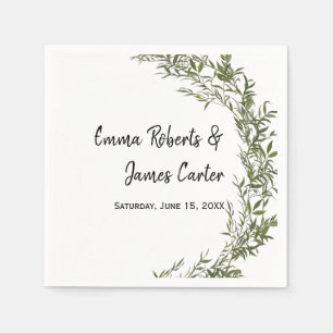 Groene Minimalistische Script Trouwservetten Servet
