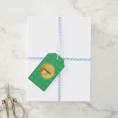 Groene minimalistische sterren Gold Circle Sneeuw Cadeaulabel (Met Touw)