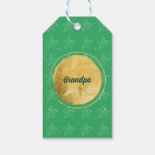 Groene minimalistische sterren Gold Circle Sneeuw Cadeaulabel (Achterkant)