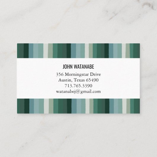 Groene minimalistische strips handgemaakt kortingskaartje (Achterkant)