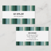 Groene minimalistische strips handgemaakt kortingskaartje (Voorkant / Achterkant)
