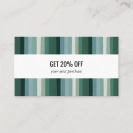 Groene minimalistische strips handgemaakt kortingskaartje