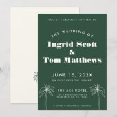 Groene minimalistische tropen bruiloft kaart (Voorkant / Achterkant)