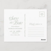 Groene Minimalistische Typografie Bewaar de datum Briefkaart (Achterkant)