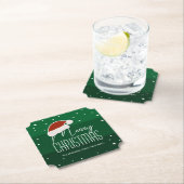 Groene minimalistische typografie Vroegere kerst Kartonnen Onderzetters (Insitu)