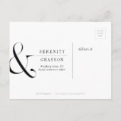 Groene minimalistische typografische bruiloft besp aankondigingskaart (Achterkant)