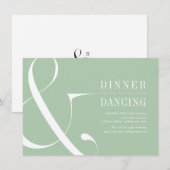 Groene minimalistische typografische bruiloft rece informatiekaartje (Voorkant / Achterkant)