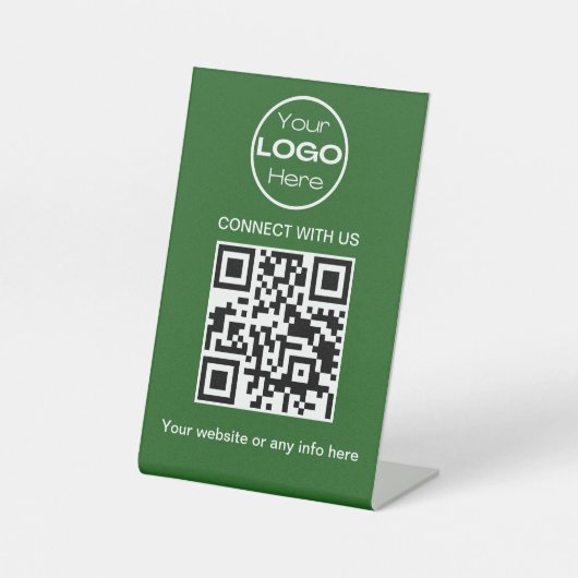 Groene minimalistische zakelijke Logo en QR-code Reclamebord Met Voetstuk (Voorkant)