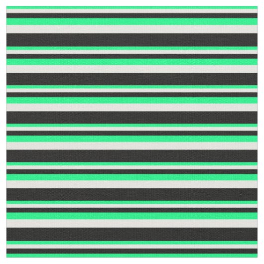 Groene, Mint Crème en Zwarte Strepen Stof (Close Up)