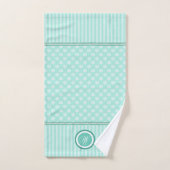Groene Mint Daisies en Stripes Monogrammed Bad Handdoek (Handdoek)