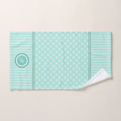 Groene Mint Daisies en Stripes Monogrammed Bad Handdoek (Handdoek)