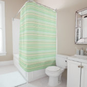 Groene Mint en Tan Pastel Stripe Shower Curtain Douchegordijn (In situ)