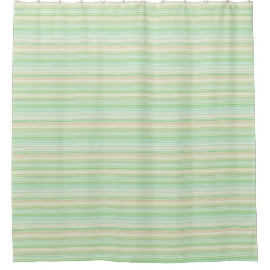 Groene Mint en Tan Pastel Stripe Shower Curtain Douchegordijn (Voorkant)