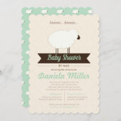 Groene Mint Little Lamb Baby shower by Mail Kaart (Voorkant / Achterkant)