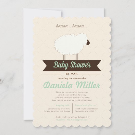 Groene Mint Little Lamb Baby shower by Mail Kaart (Voorkant)