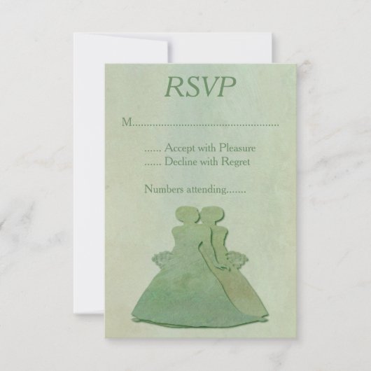 Groene Mint Rustic Lesbian Wedding RSVP (Voorkant)